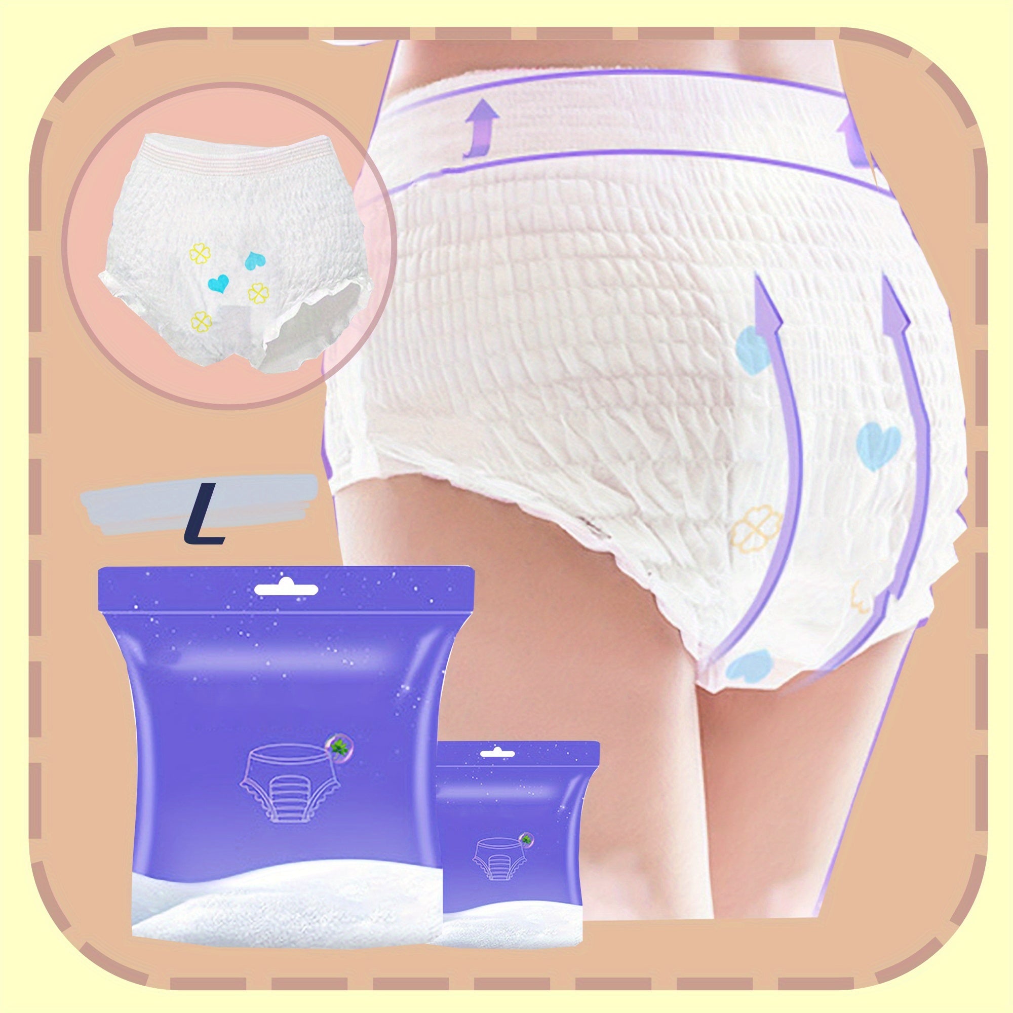 Voyaga yetganlar uchun bir martalik ichki kiyimlar to'plami nafas oladigan paxta postpartum menstrual oqishni oldini oluvchi