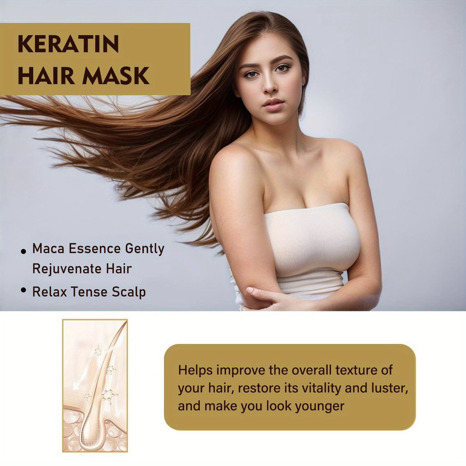 2-Pack Hydrating Keratin Hair Mask for Normal Hair with Argan Coconut Oil