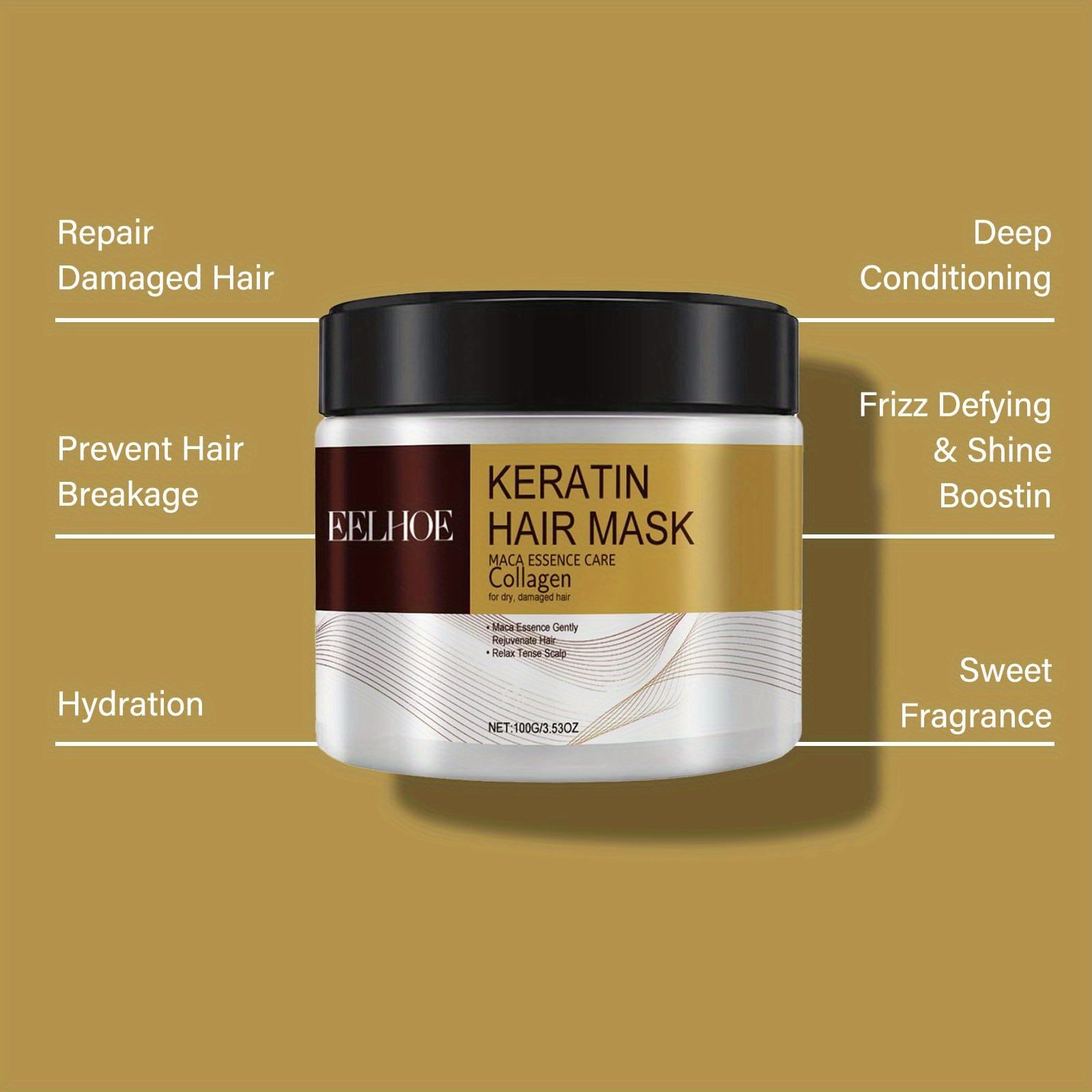 2-Pack Hydrating Keratin Hair Mask for Normal Hair with Argan Coconut Oil