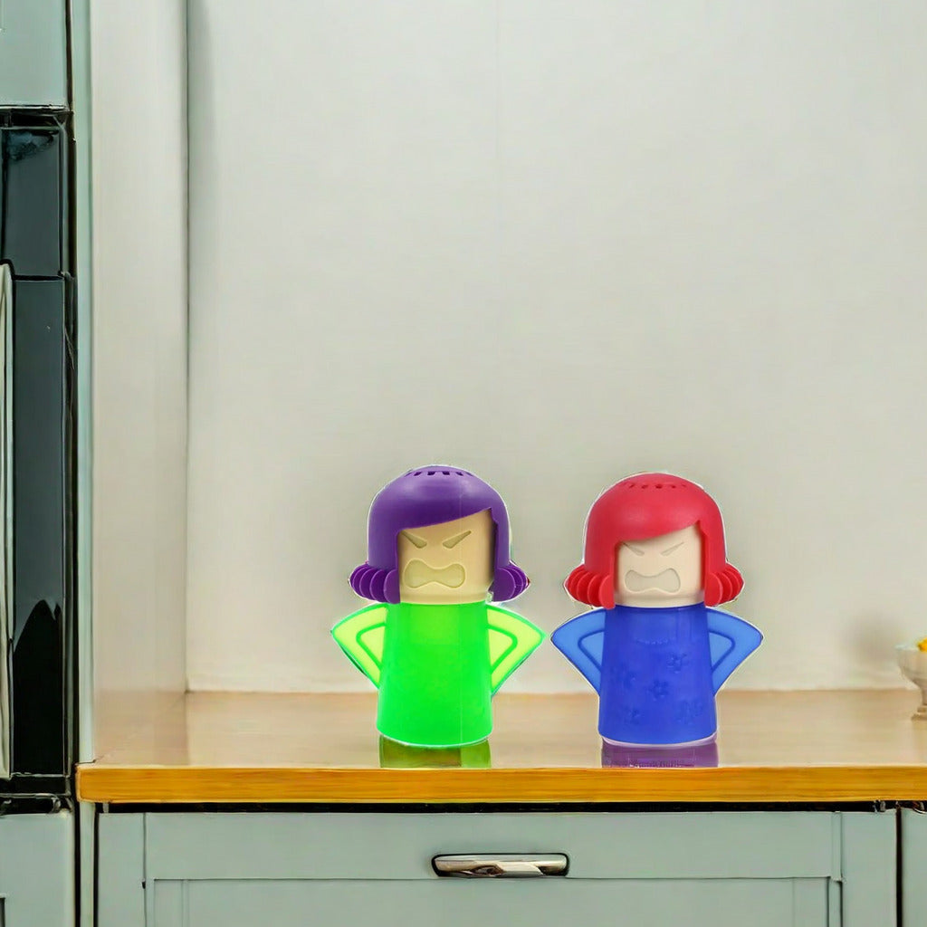 Angry Mom mikroto'lqinli pech tozalagichi - plastikdan yasalgan, batareyasiz qulay bug' tozalash vositasi. Pech, mikroto'lqinli pech va muzlatgichlarni deodorizatsiya qilish va tozalash uchun mukammal.