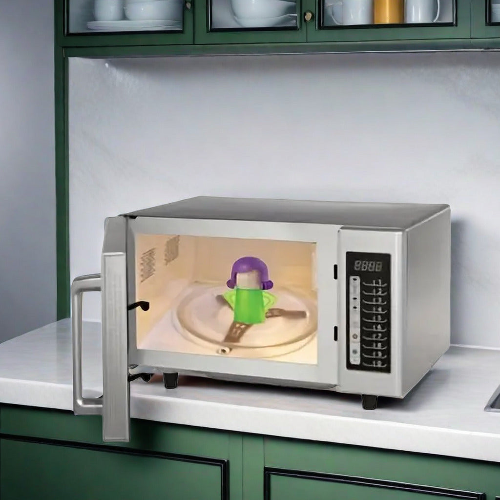 Angry Mom mikroto'lqinli pech tozalagichi - plastikdan yasalgan, batareyasiz qulay bug' tozalash vositasi. Pech, mikroto'lqinli pech va muzlatgichlarni deodorizatsiya qilish va tozalash uchun mukammal.