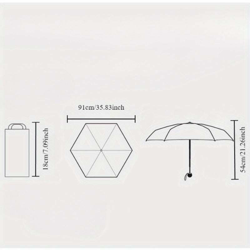 OLYCAT 6-Qirrali Shisha Tolali Qorachiq, Pongee Matosi, Plastik Tutqich, Zamonaviy Dizayn, Portativ va Egiluvchan