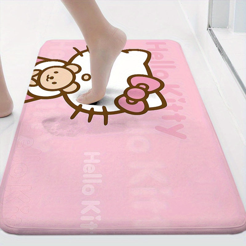 Cute Cartoon Door Mat Non-Slip Machine Washable Polyester Rug for Living Room Bedroom Bathroom