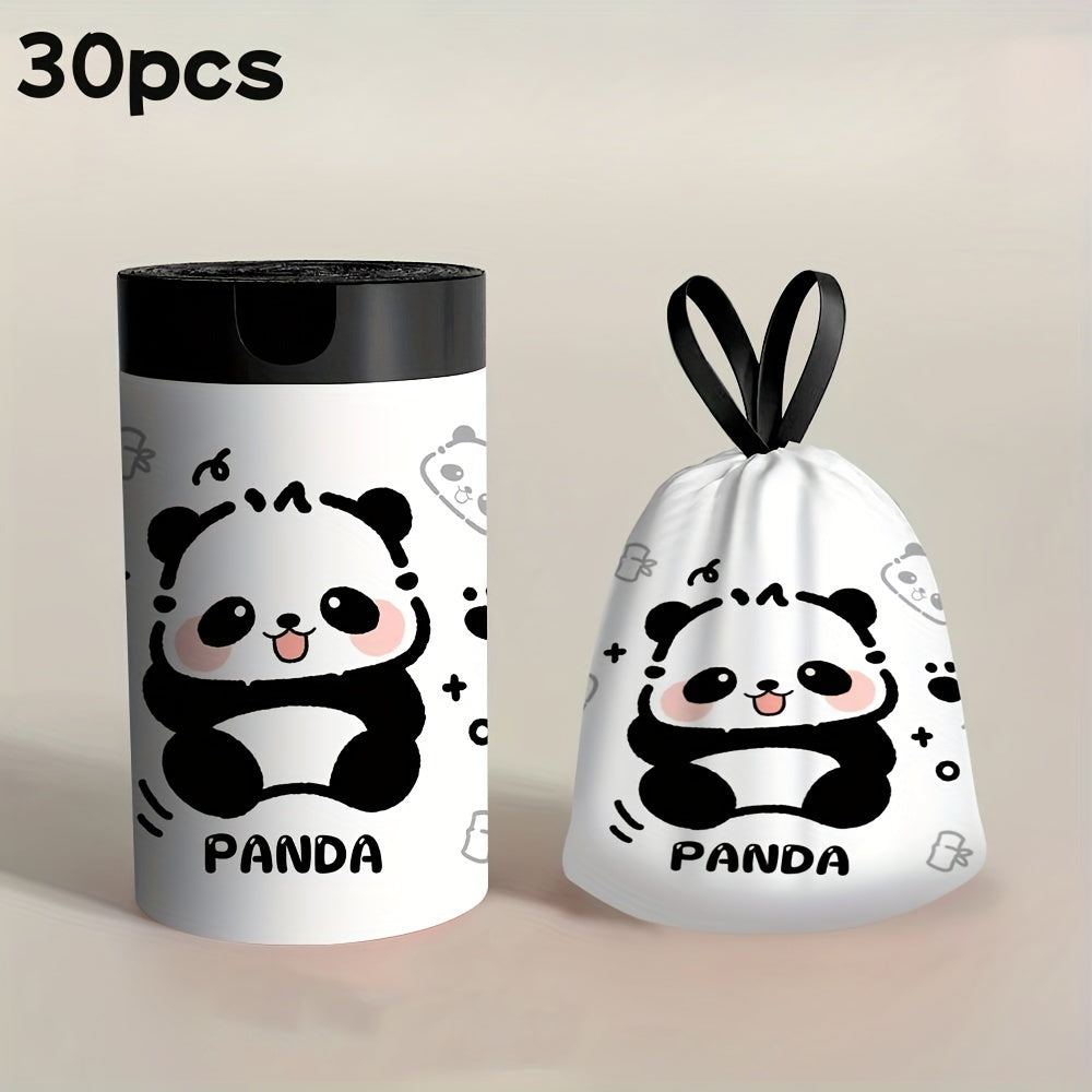 30 dona Panda printli bir martalik axlat qoplari - oshxonalar, hammomlar, talabalar yotoqxonalari, yashash xonalari va ofislar uchun yuqori sifatli va mustahkam tozalash uchun