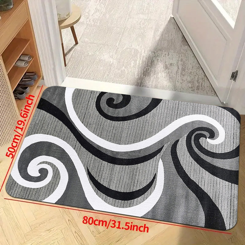 Modern Abstract Swirl Area Rug Soft Low-Pile Non-Slip Machine Washable Polyester