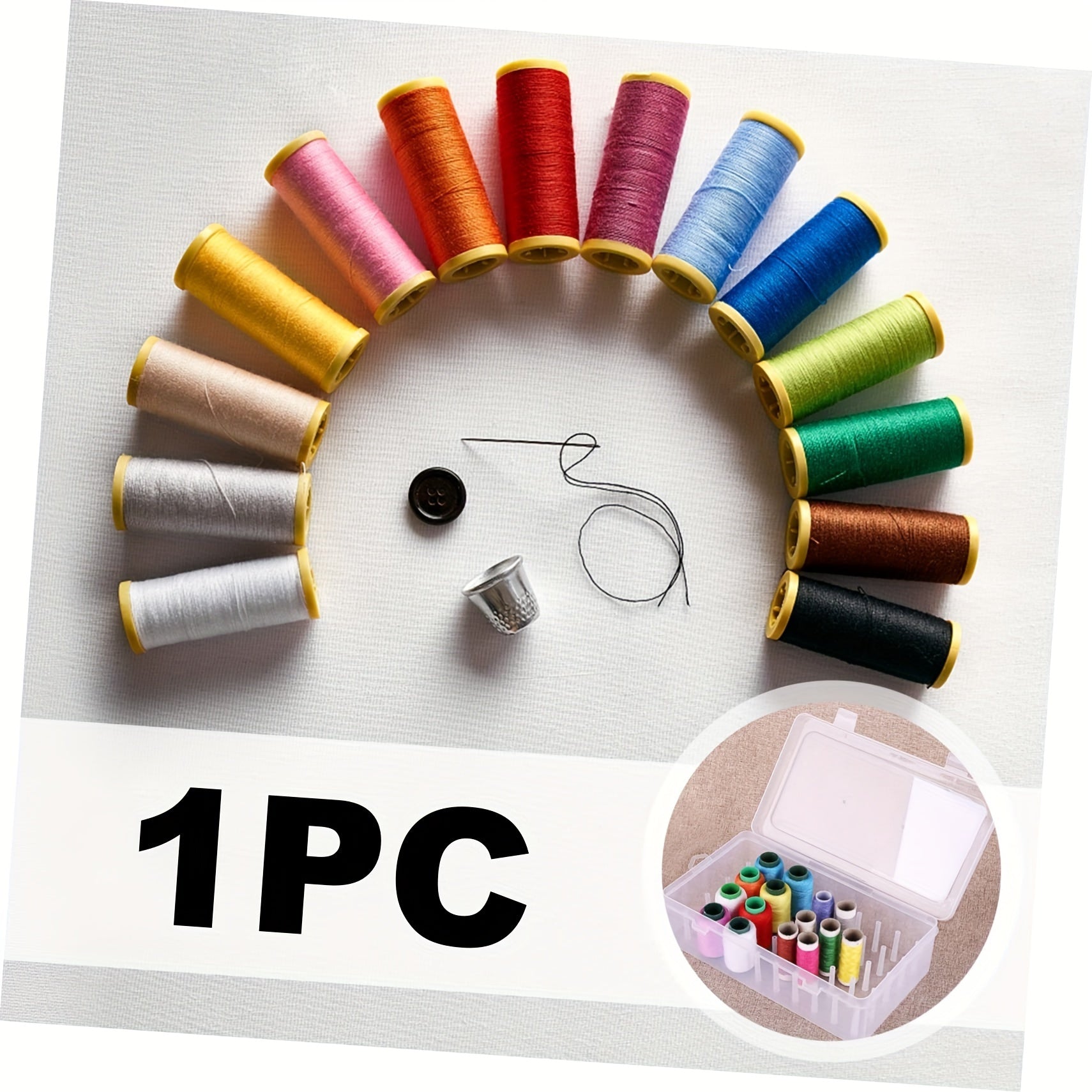 Large Capacity Clear Plastic Sewing Thread Organizer Box with 42 Spools for Embroidery Quilting and DIY Projects