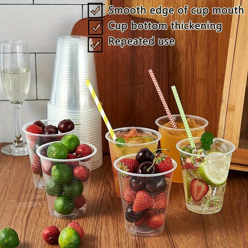 100 Pack 7 oz Clear Plastic Cups Disposable Recyclable Drinkware for Parties and Events