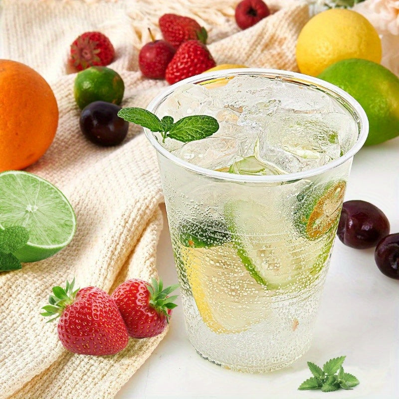 100 Pack 7 oz Clear Plastic Cups Disposable Recyclable Drinkware for Parties and Events