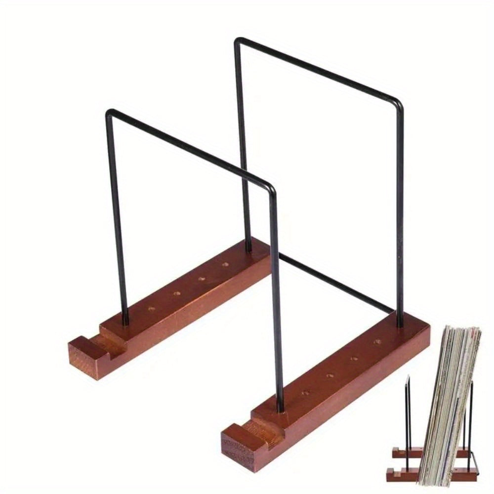 Contemporary Vinyl Record Organizer with Wooden Base Space-Saving Large Capacity Storage Shelf