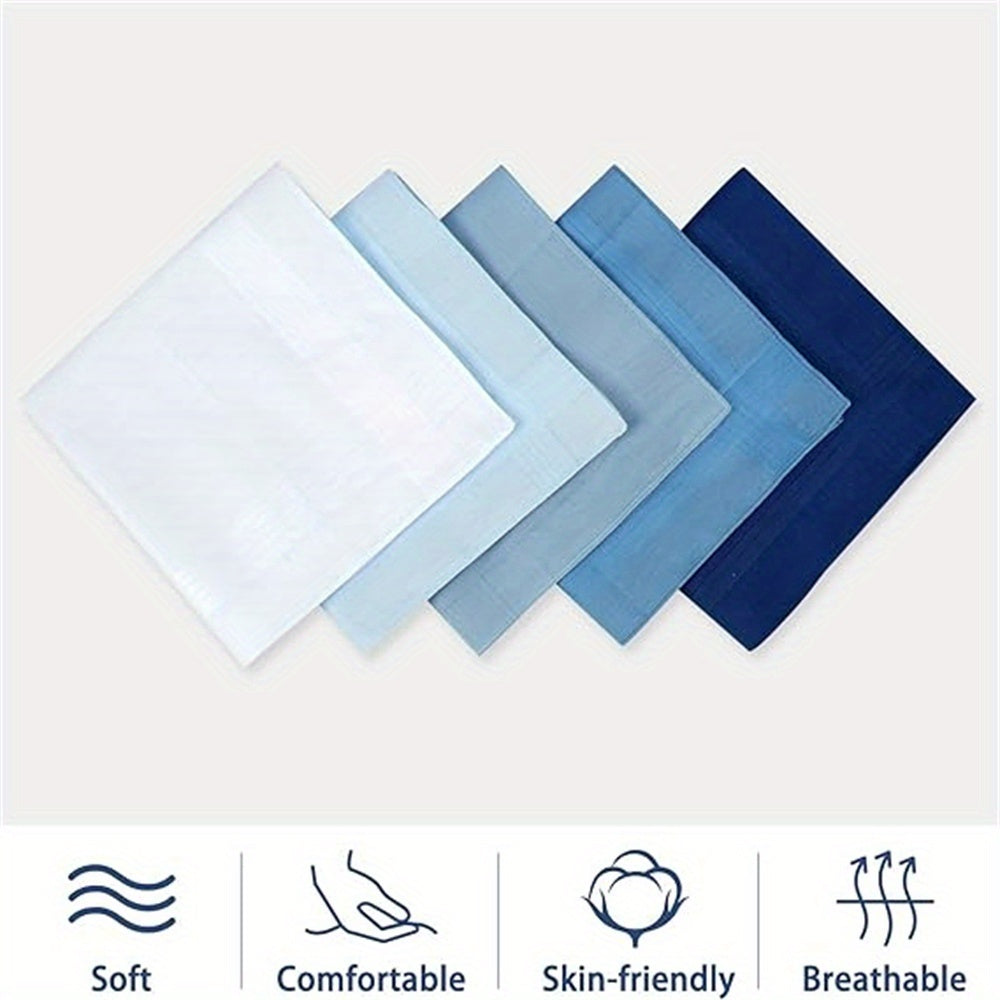 Men's Cotton Handkerchiefs Set of 5 Assorted Colors Soft Absorbent for Daily Use