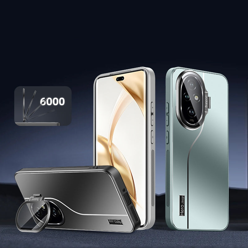 Matte PC TPU Phone Case with Camera Lens Holder for Honor 200 200 Pro Shockproof Anti-Slip