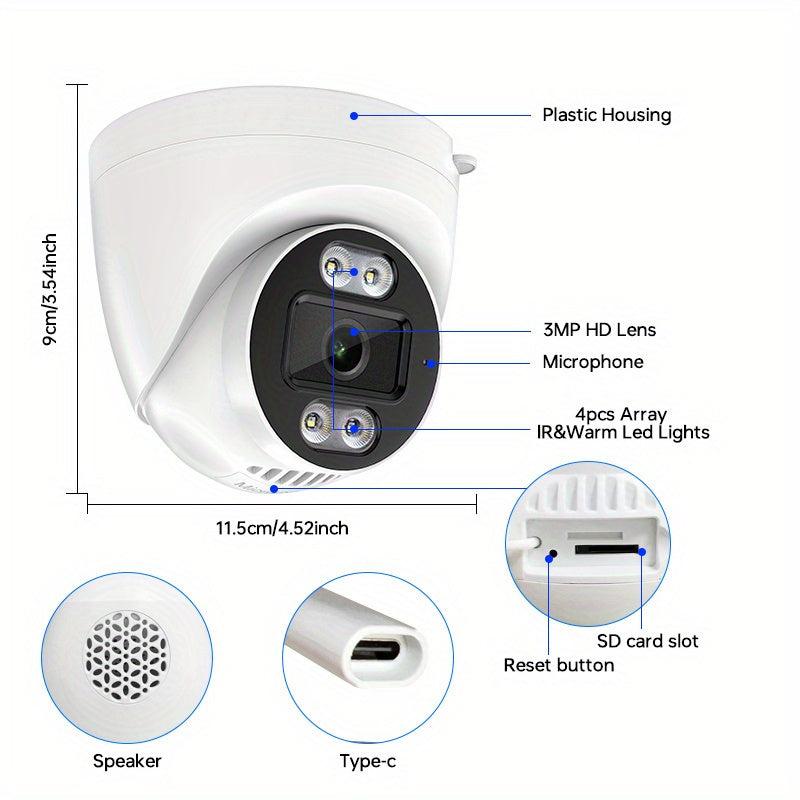 Indoor 1440p HD WiFi Security Camera with Night Vision Motion Detection and Ceiling Mount