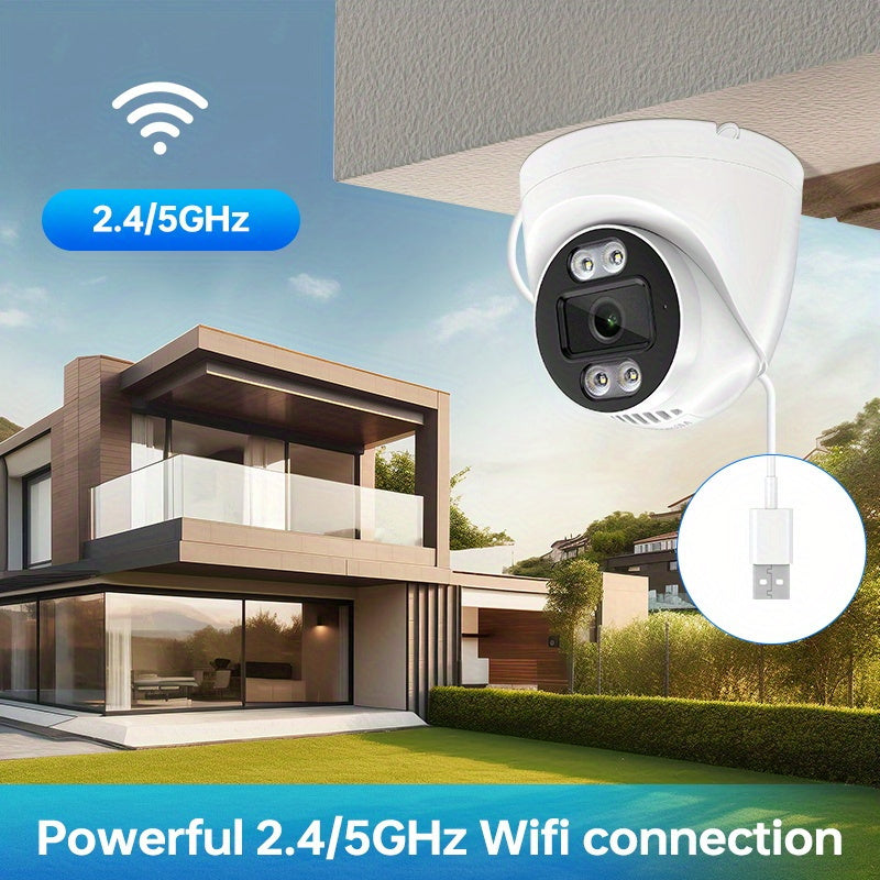 Indoor 1440p HD WiFi Security Camera with Night Vision Motion Detection and Ceiling Mount