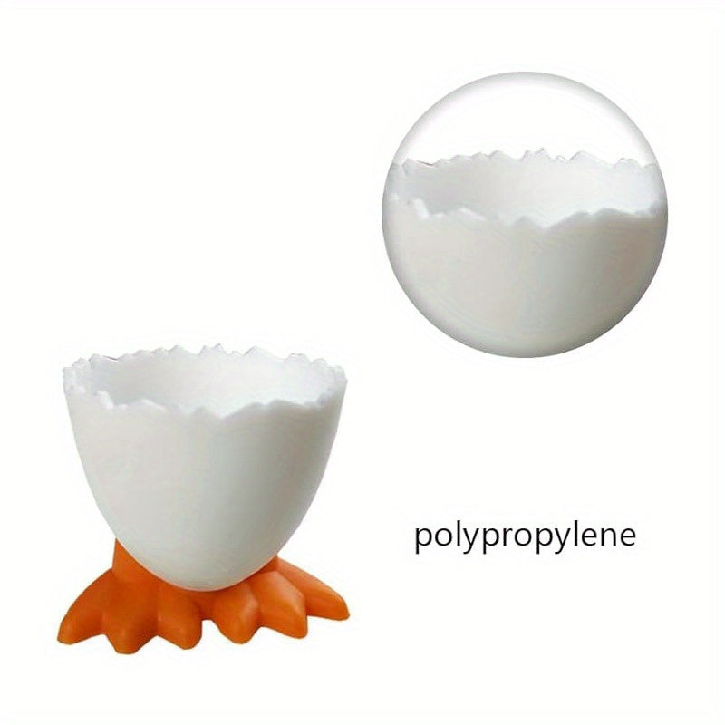 Soportes de huevos de plástico con diseño de base de dibujos animados para huevos cocidos Pack de 4