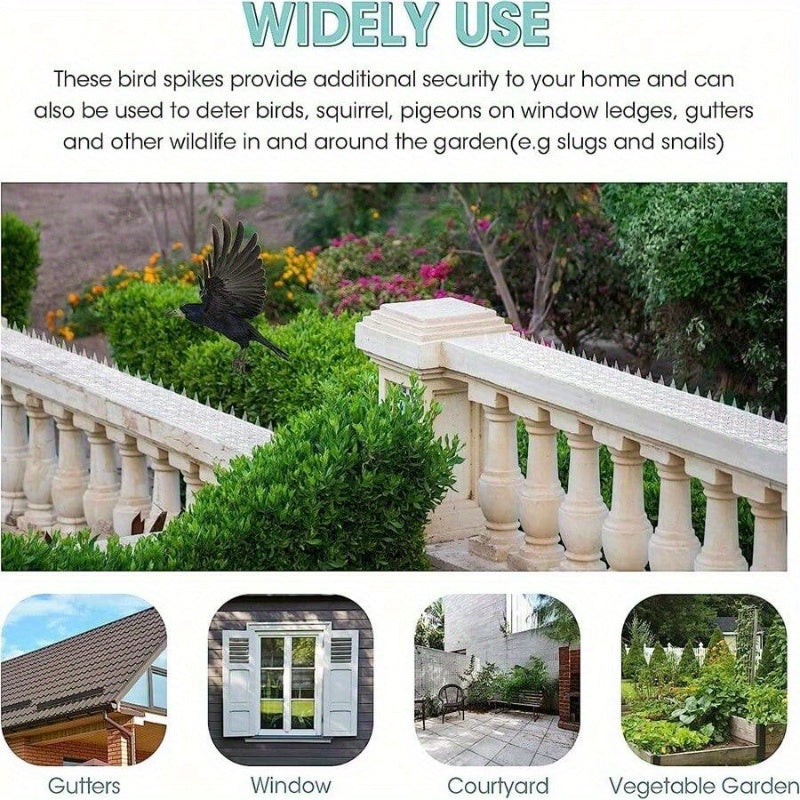 4pcs Outdoor Bird and Cat Deterrent Spikes Pet Safe Plastic Easy Install for Pigeons Squirrels