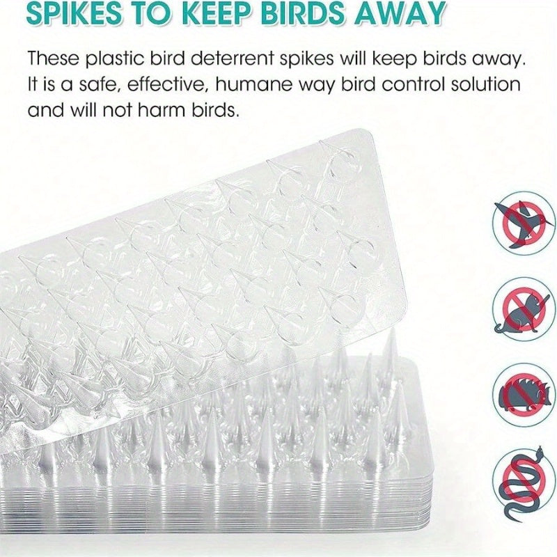 4pcs Outdoor Bird and Cat Deterrent Spikes Pet Safe Plastic Easy Install for Pigeons Squirrels