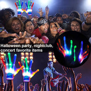 LED Light-Up Gloves for Parties Halloween Christmas 5 Colors 6 Modes Durable Nylon