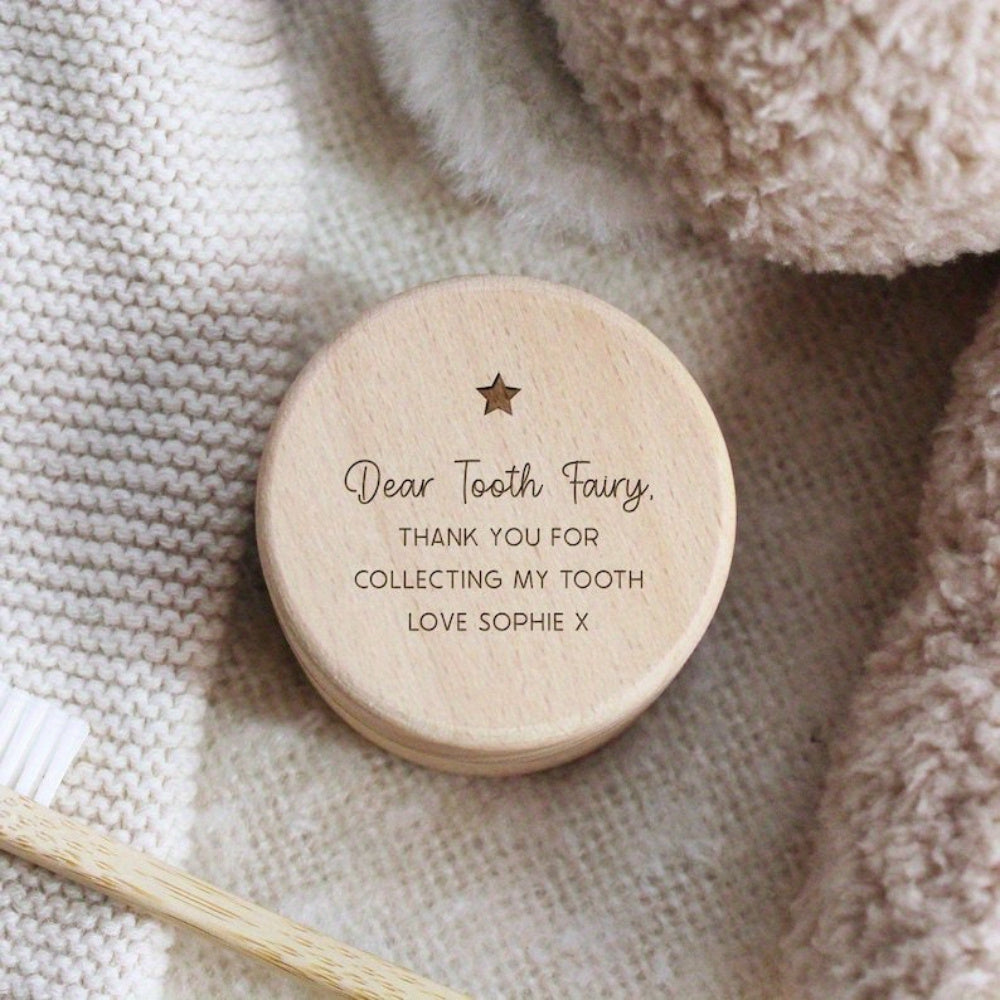 Customized Wooden Tooth Fairy Box Keepsake for Kids and Baptism