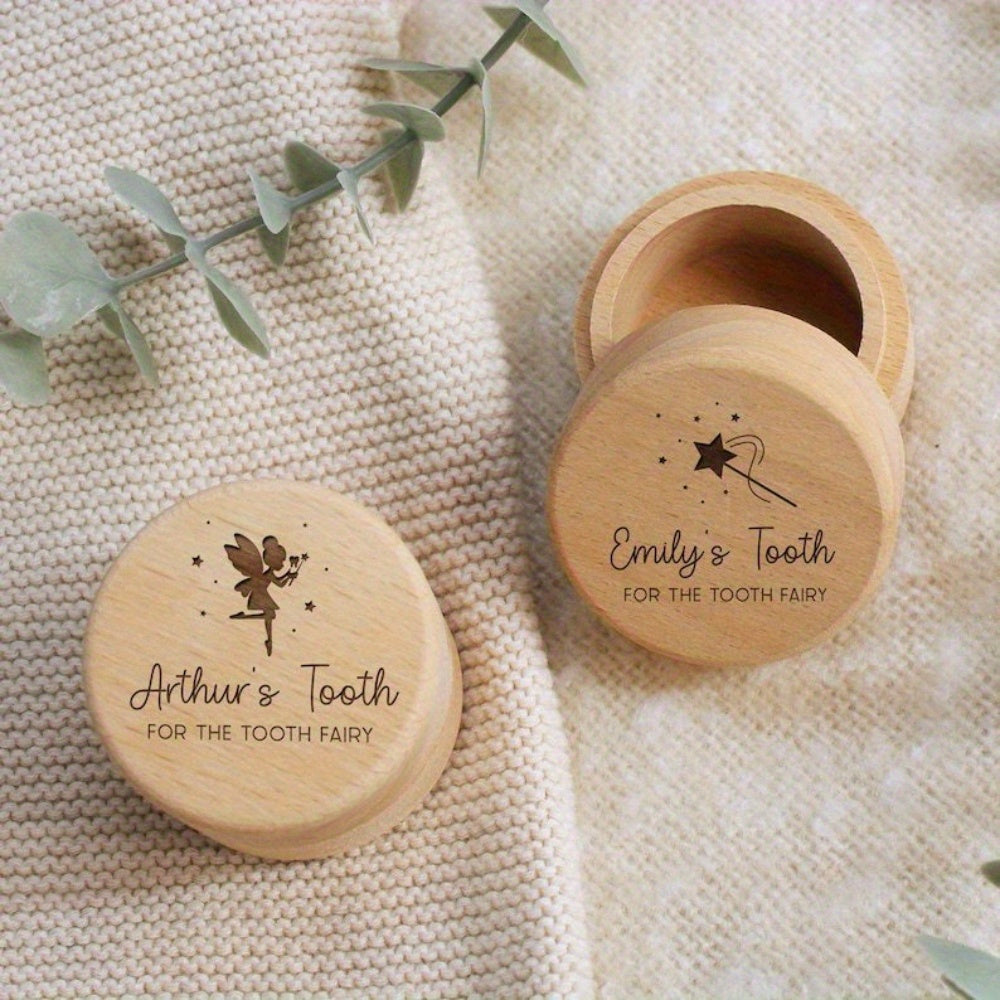 Customized Wooden Tooth Fairy Box Keepsake for Kids and Baptism
