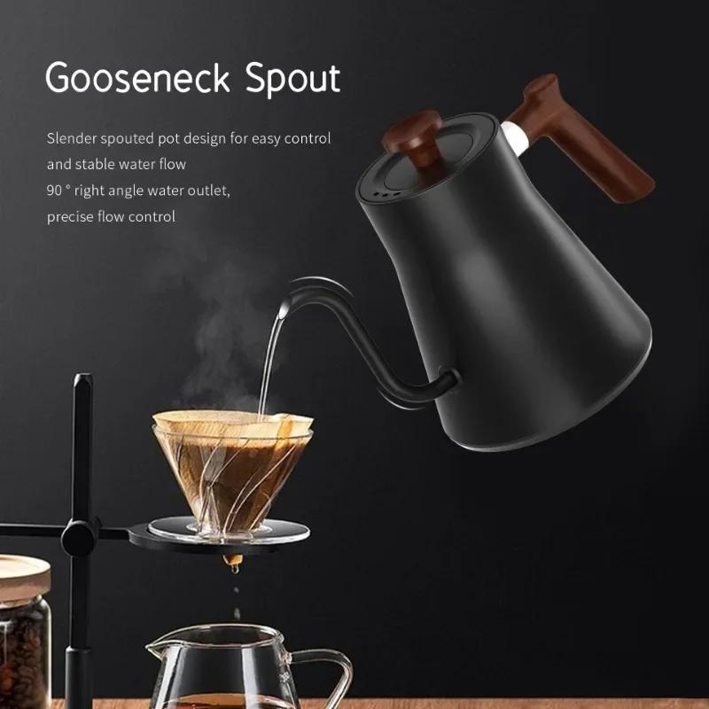 Electric Stainless Steel Gooseneck Kettle 900ml Rapid Heat Temperature Control