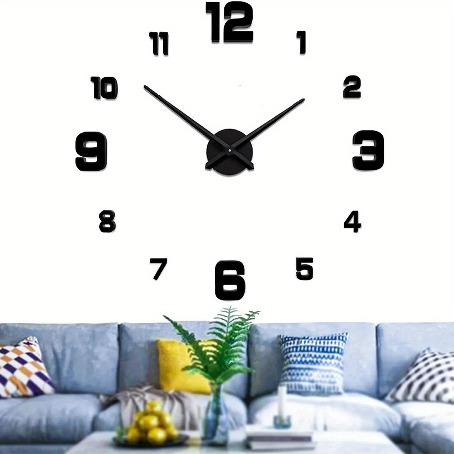 Large Irregular Shaped Wall Clock with Mirror Surface Stickers Acrylic Plastic Silent Battery Powered