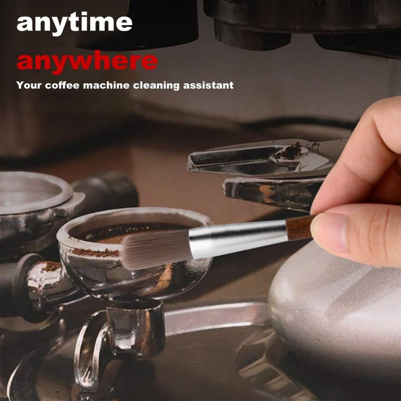 Cepillo para molinillo de café, herramienta de limpieza para máquinas de espresso, mango de madera