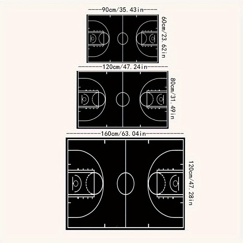 Durable Basketball Court Design Area Mat Non-Slip Machine Washable Indoor Decor