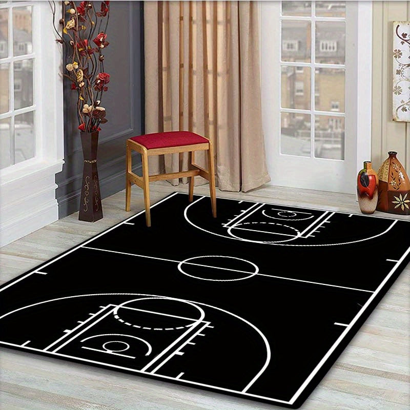 Durable Basketball Court Design Area Mat Non-Slip Machine Washable Indoor Decor