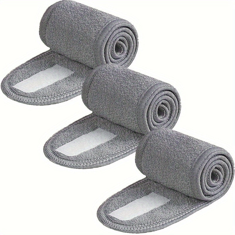 3 Pack Cotton Blend Knit Hair Bands Adjustable Spa Headbands for Face Washing Makeup Shower