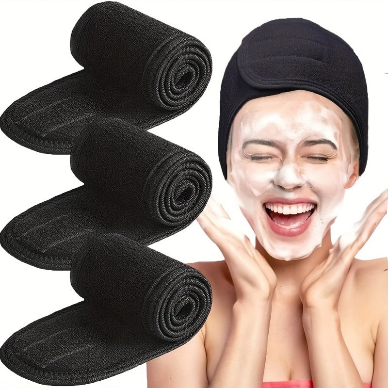 3 dona paxta aralash ipli soch bantlari, sozlanadigan spa boshqalar, yuzni yuvish, makiyaj, dush uchun