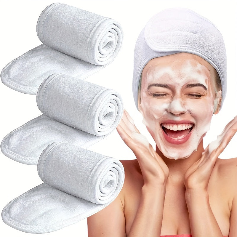 3 dona paxta aralash ipli soch bantlari, sozlanadigan spa boshqalar, yuzni yuvish, makiyaj, dush uchun