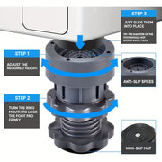 4-Piece Adjustable Washing Machine Foot Pads Shock Absorption Anti-Slip