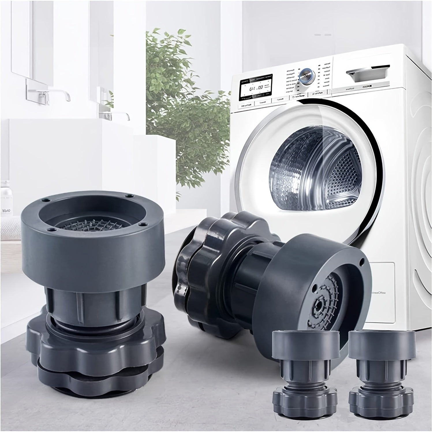 4-Piece Adjustable Washing Machine Foot Pads Shock Absorption Anti-Slip