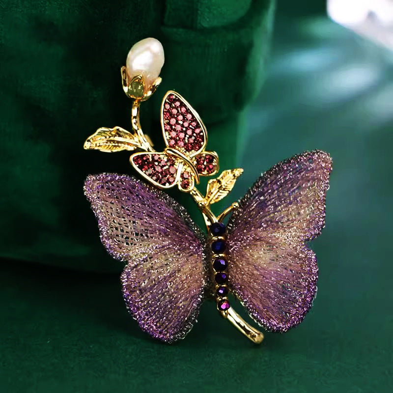 Crystal Butterfly Brooch Pin with Rhinestones for Dresses and Sweaters