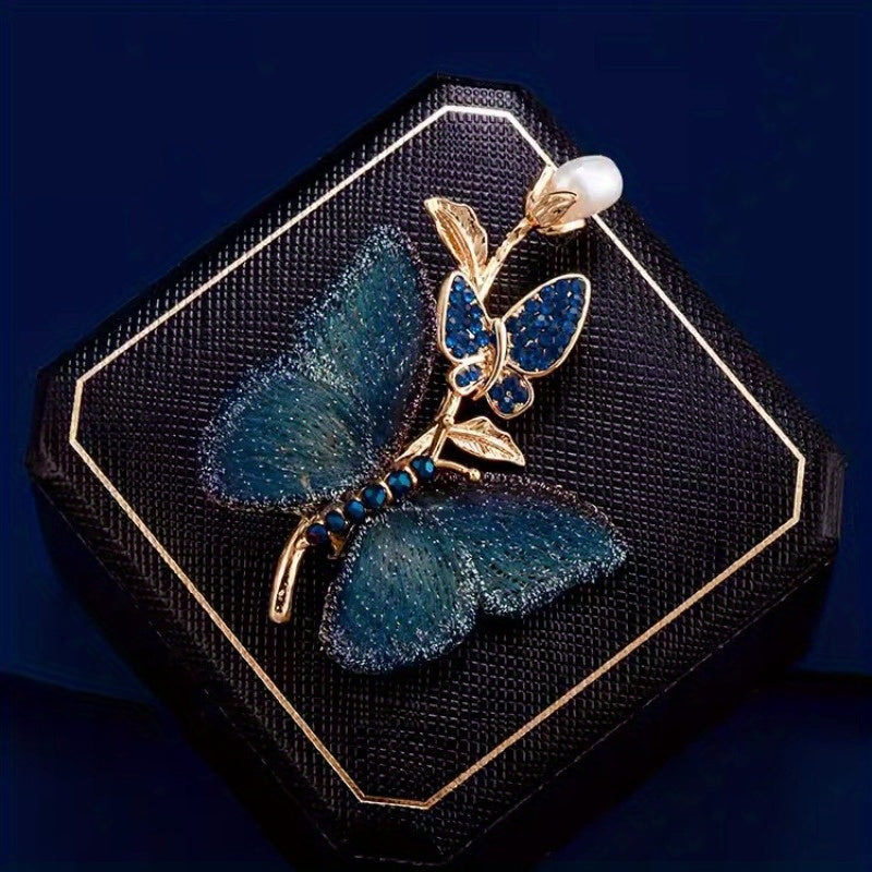 Crystal Butterfly Brooch Pin with Rhinestones for Dresses and Sweaters