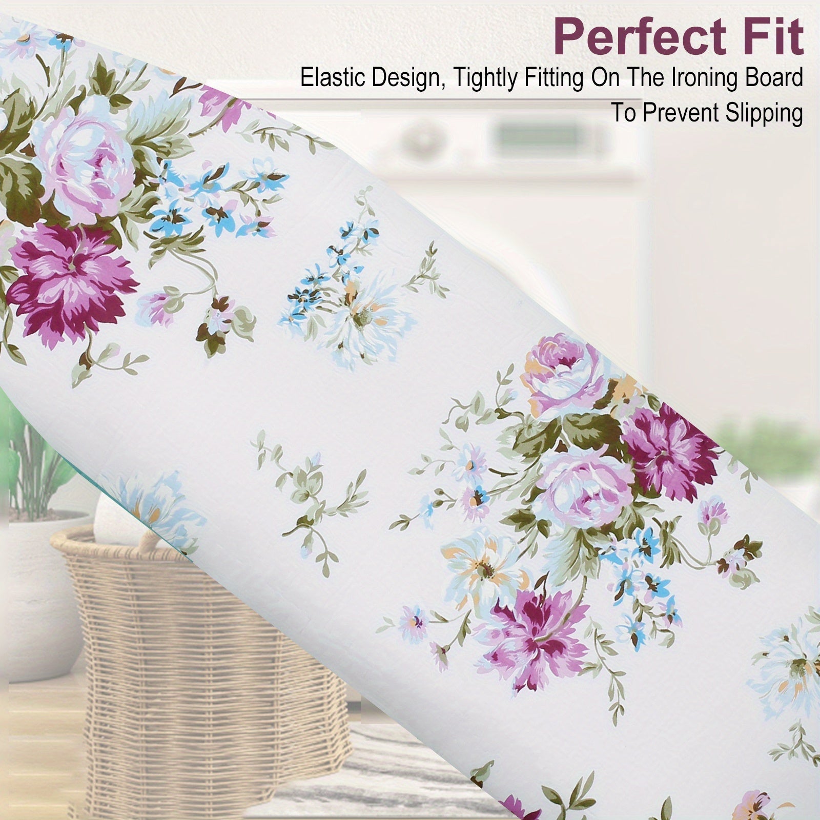Ironing Board Cover Set with Elastic Edges and Ironing Mat, Scorch Resistant, Fits 146.81x47.75cm