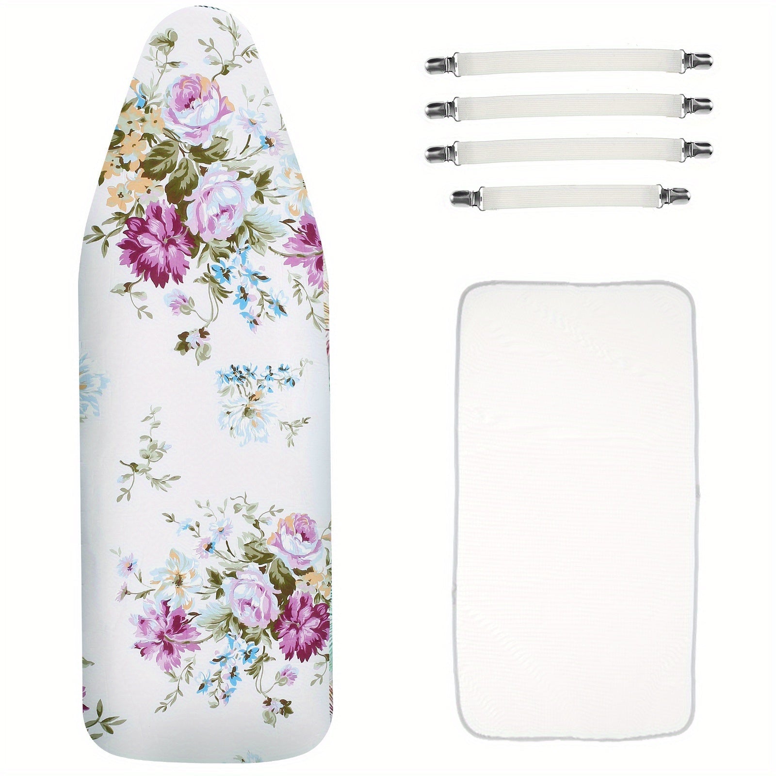 Ironing Board Cover Set with Elastic Edges and Ironing Mat, Scorch Resistant, Fits 146.81x47.75cm