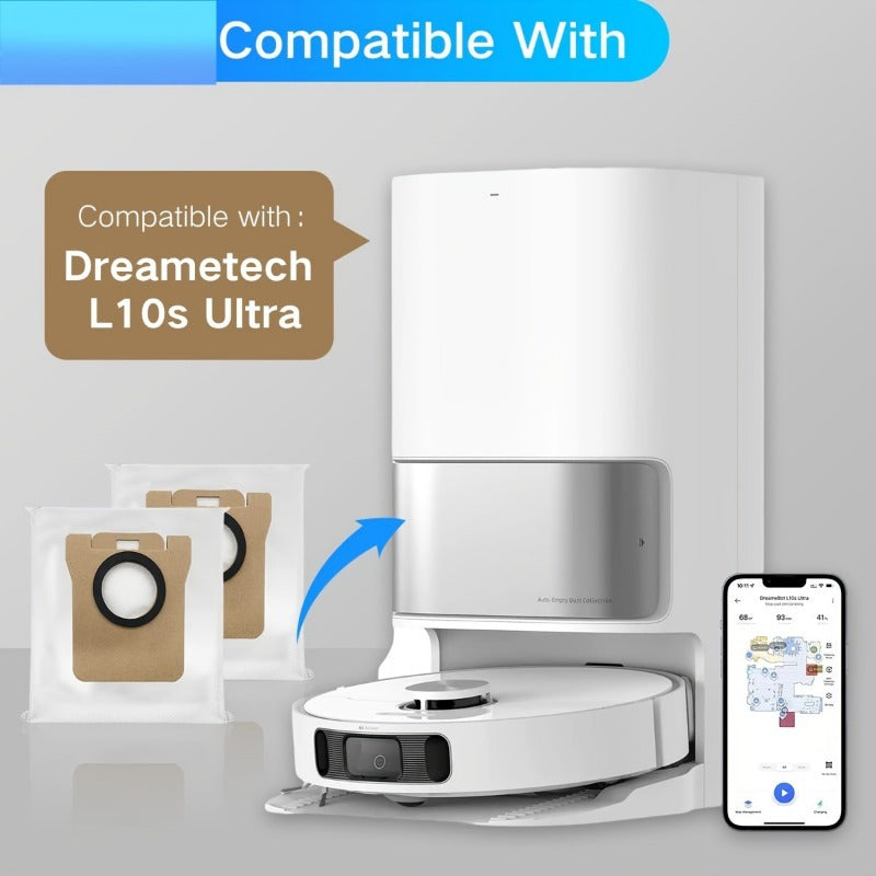 Xiaomi X10, X10 Plus, S10 Pro, Dreame L20 Ultra, X20 Pro, X20 Pro Plus, L10s Ultra, L10 Ultra uchun 10 ta muhrlangan vakuum chang sumkasi almashtirish to'plami - Robot aksessuarlari bilan mos keladi