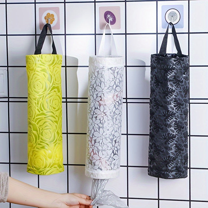 Waterproof PVC Wall Organizer for Plastic Bags Linen Textured Dispenser