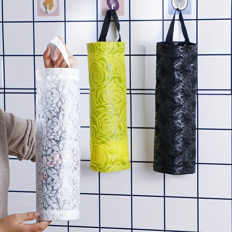 Waterproof PVC Wall Organizer for Plastic Bags Linen Textured Dispenser