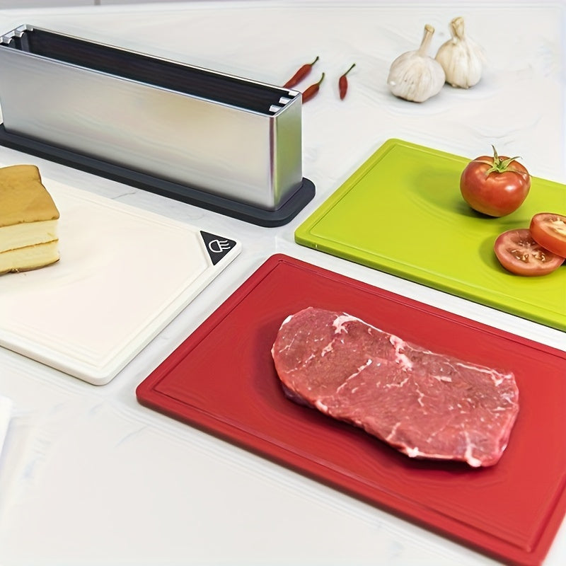 4 ta kesish taxtalari to'plami, BPA-free materialdan tayyorlangan, saqlash bazasi bilan - idish yuvish mashinasida xavfsiz, sirpanmaydigan yuzasi, go'sht, pishloq, mevalar va sabzavotlar uchun mustahkam plastik taxtalar - oshxona uchun zarur vositalar