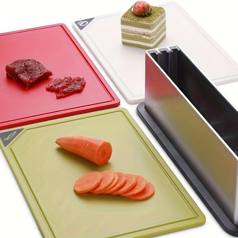 4 ta kesish taxtalari to'plami, BPA-free materialdan tayyorlangan, saqlash bazasi bilan - idish yuvish mashinasida xavfsiz, sirpanmaydigan yuzasi, go'sht, pishloq, mevalar va sabzavotlar uchun mustahkam plastik taxtalar - oshxona uchun zarur vositalar