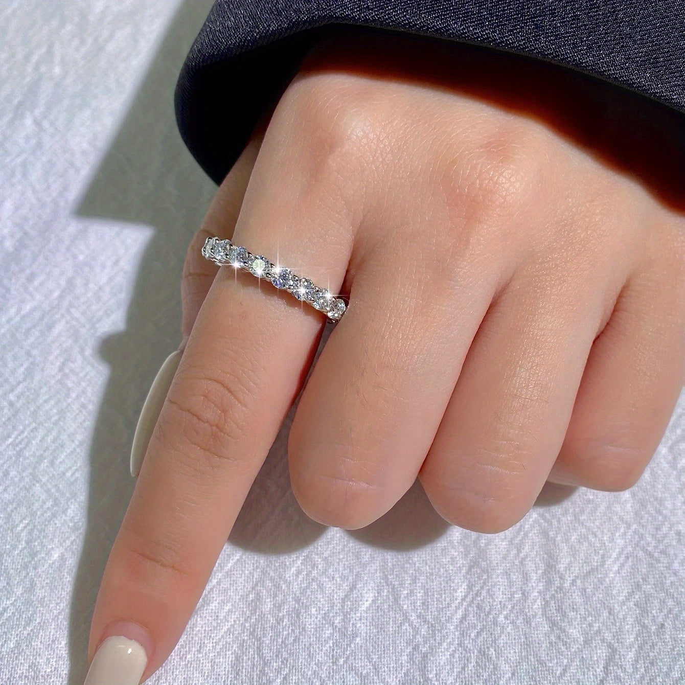 Women's Moissanite Wedding Band 3.2ct 925 Silver Vintage Stackable Ring