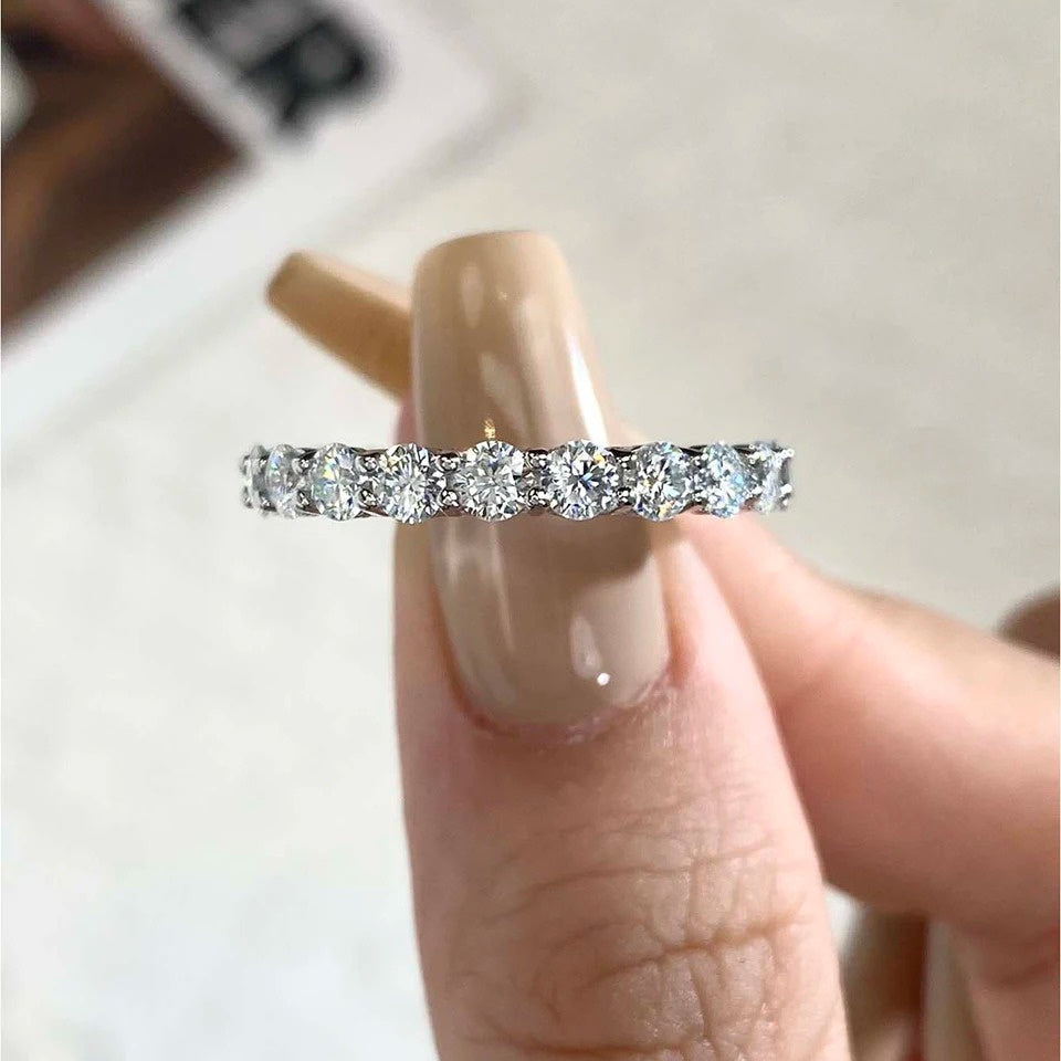 Women's Moissanite Wedding Band 3.2ct 925 Silver Vintage Stackable Ring