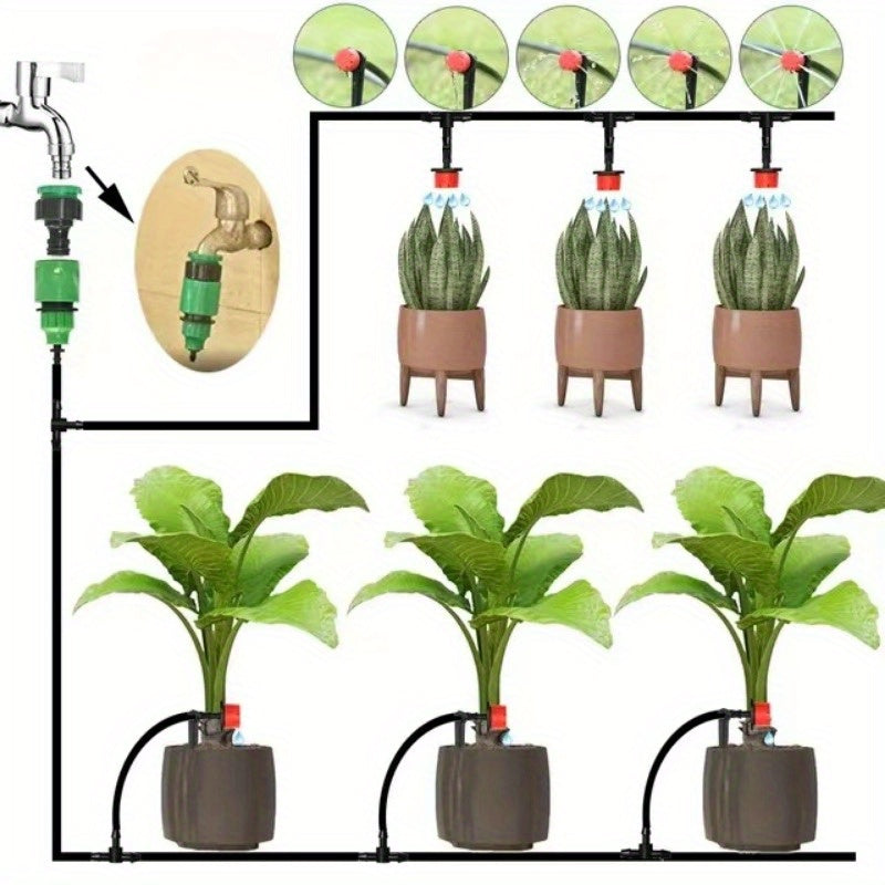 Adjustable PVC Micro Drip Irrigation System Kit for Garden Plant Watering 5-40m