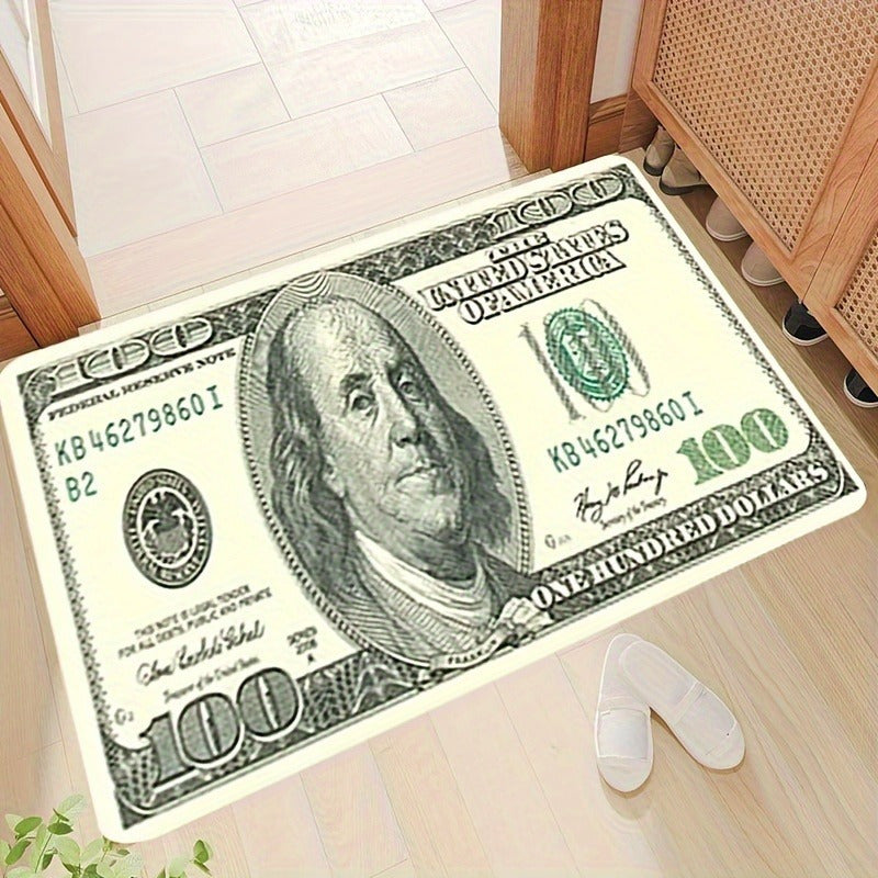 Polyester 3D Dollar Bill Carpet with Foam Backing for Living Room Bedroom Kids