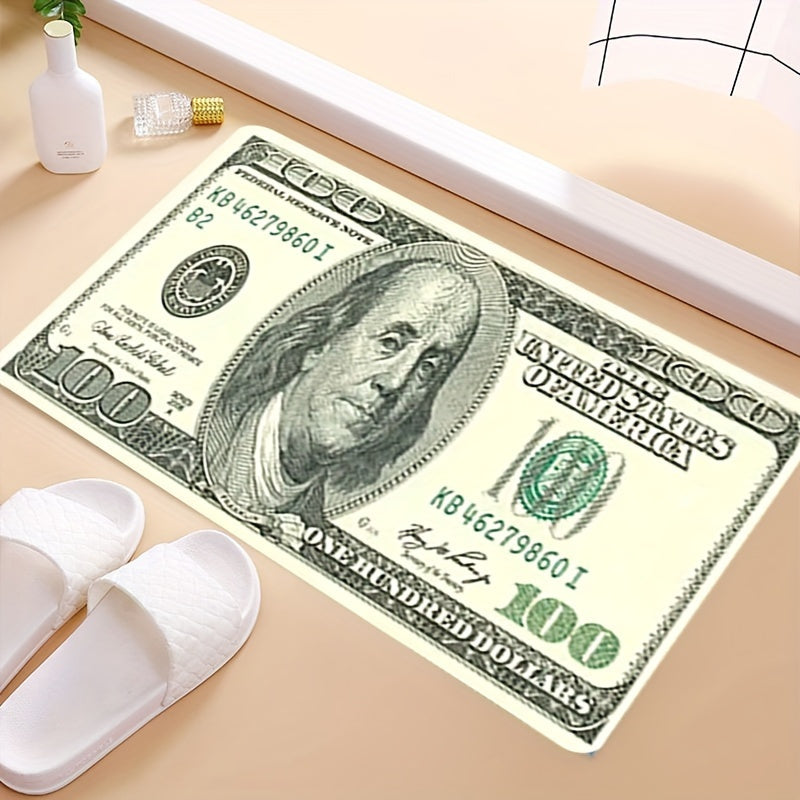 Polyester 3D Dollar Bill Carpet with Foam Backing for Living Room Bedroom Kids