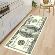 Polyester 3D Dollar Bill Carpet with Foam Backing for Living Room Bedroom Kids