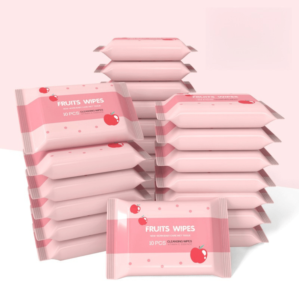 Portable Wet Wipes Pack of 50-100 with 10 Non-Woven Wipes for Outdoor Travel