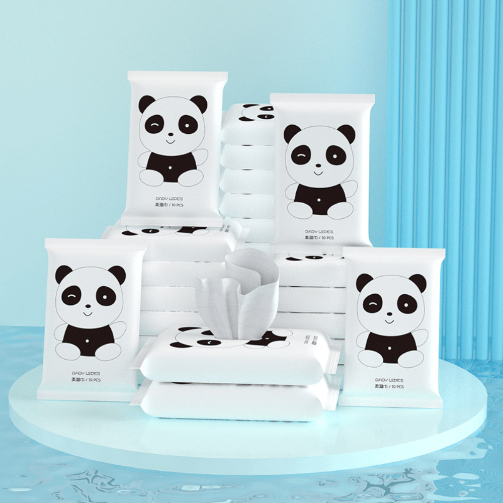 Portable Wet Wipes Pack of 50-100 with 10 Non-Woven Wipes for Outdoor Travel